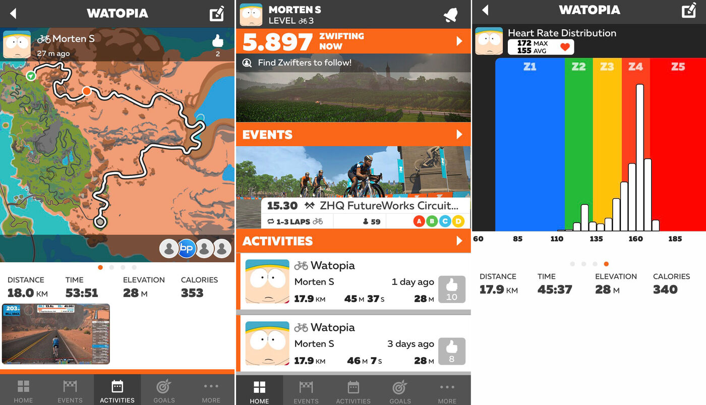Zwift Companion App screenshot.