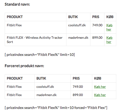 Priceindex affiliate plugin